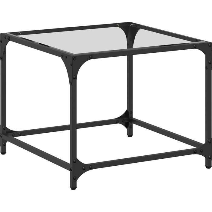 Mesa de centro con tapa de cristal transparente 50x50x40 cm acero
