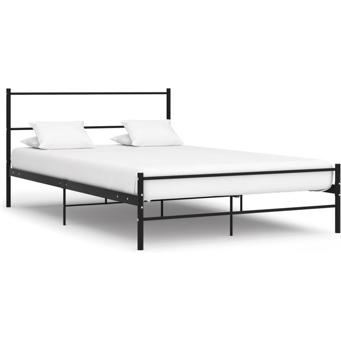 Estructura cama con cabecero sin colchón metal negro 160x200 cm