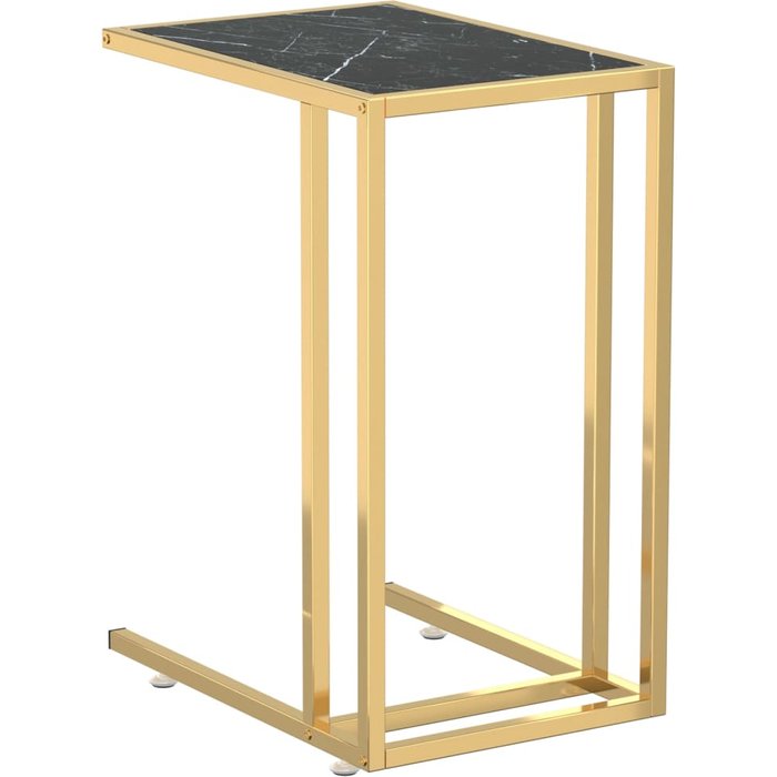 Mesita ordenador vidrio transparente negro mármol 50x35x65cm - comfortxl