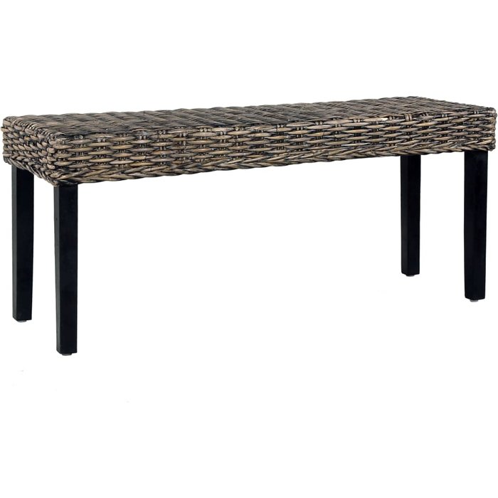 Banco 110 cm negro ratán kubu natural y madera maciza de mango