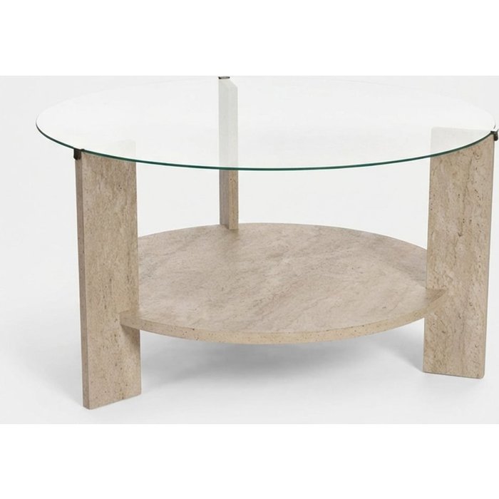 Mesa redonda de vidrio templado diseño clara transparente para salón