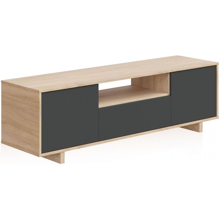 Mueble tv lino roble canadian - antracita 150 x 47 x 41 cm