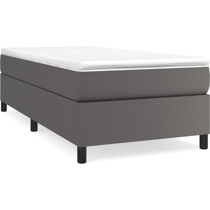 Estructura de cama sin colchón cuero sintético gris 80x200 cm — comfortxl