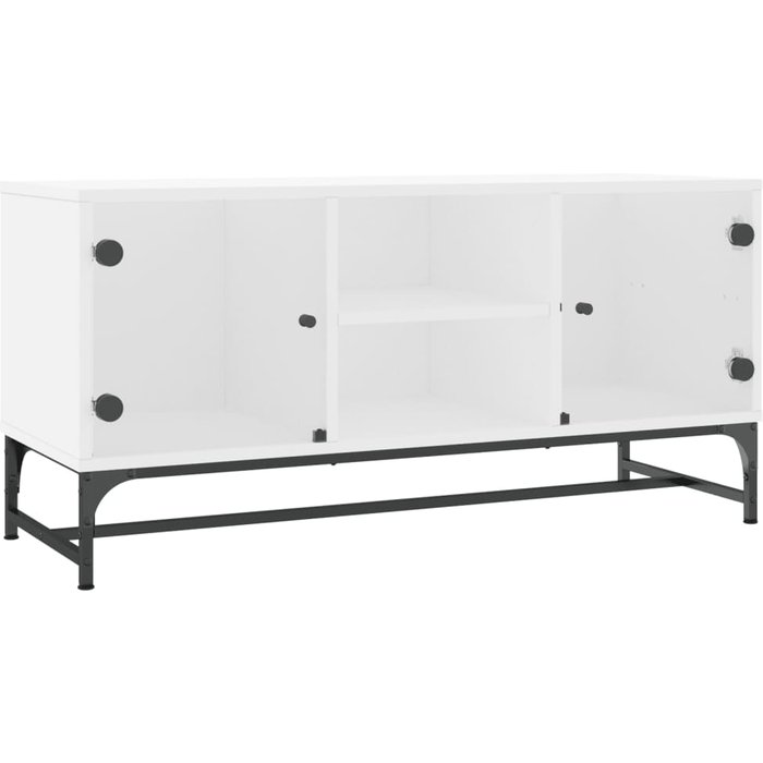 Mueble de tv con puertas de cristal blanco 102x37x50 cm - comfortxl