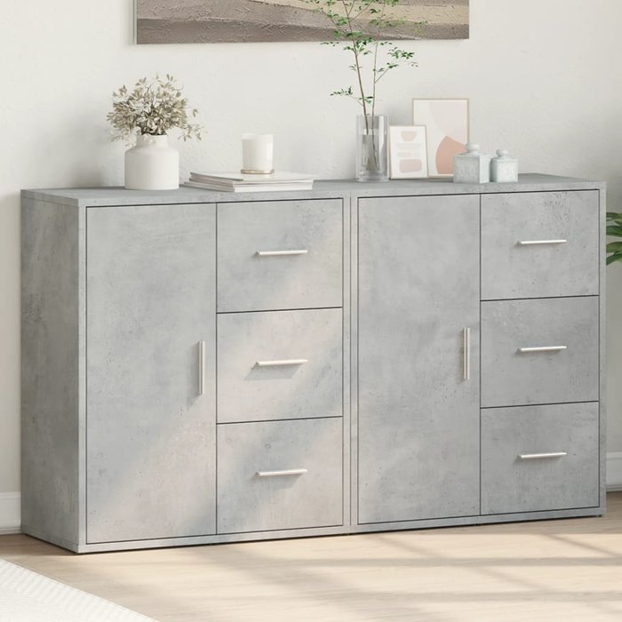 Vidaxl aparador de madera ingeniería 2 uds gris hormigón 60x31x70 cm