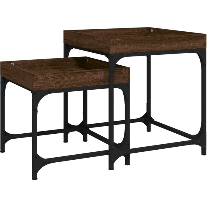 Mesas auxiliares 2 piezas madera contrachapada roble marrón - comfortxl