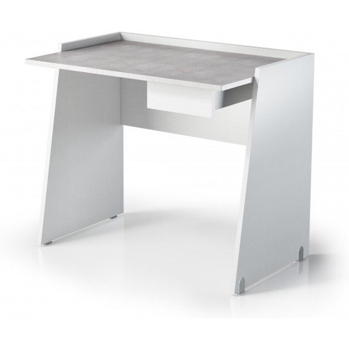 Escritorio 90x60 con cajón y bandeja efecto cemento blanco - terraneo