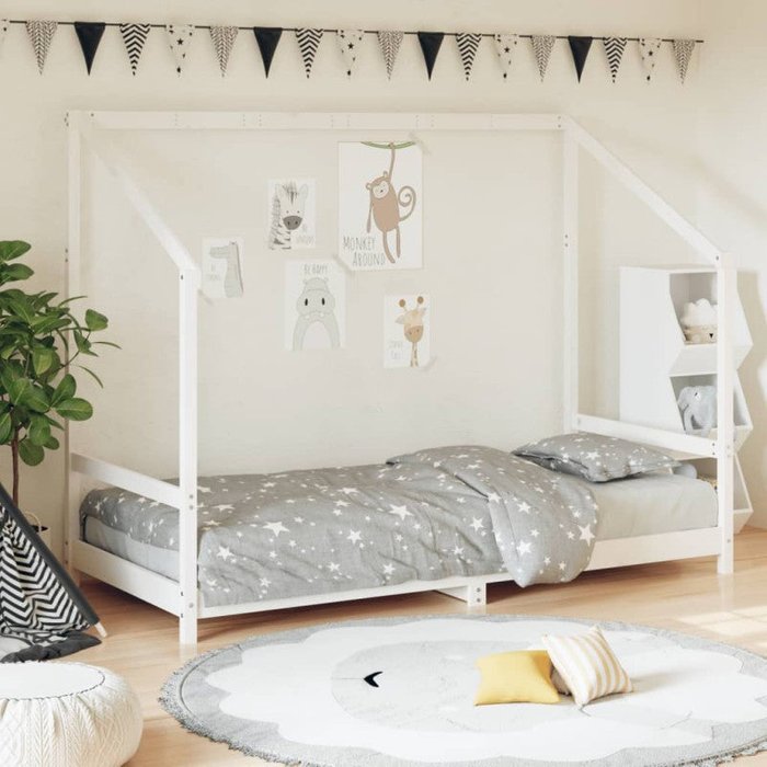 Vidaxl estructura de cama para niños madera de pino blanco 90x200 cm