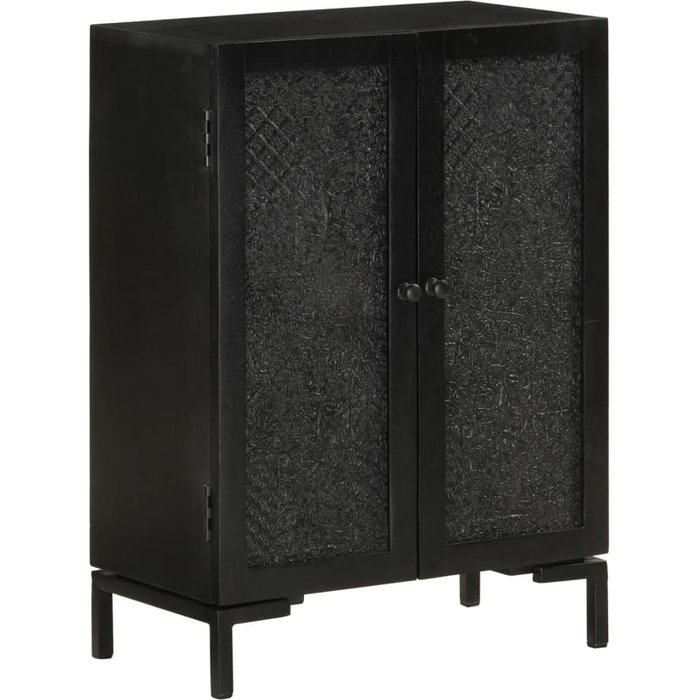 Vidaxl aparador de hierro y madera maciza de mango negro 55x30x77 cm
