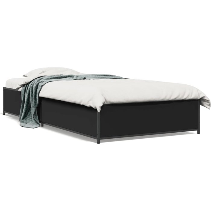 Estructura de cama madera de ingeniería y metal negro 90x200 cm — comfortxl