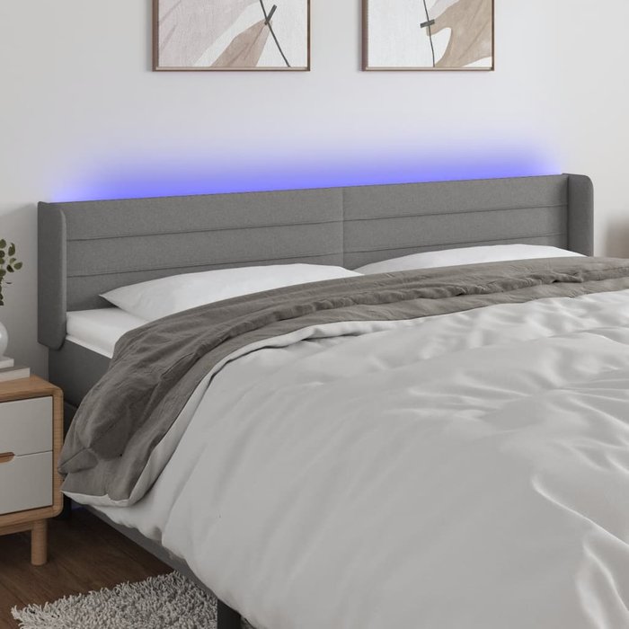Maison exclusive - cabecero con led de tela gris oscuro 203x16x78/88 cm