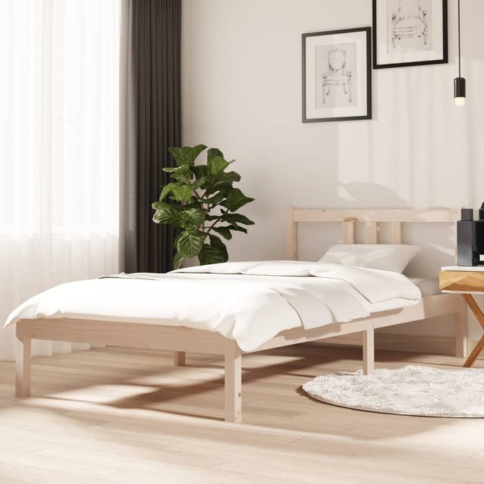 Estructura de cama de madera maciza sin colchón 90x190 cm