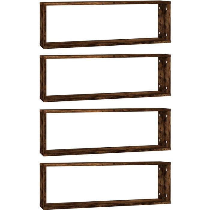 Estantería de pared cubo 4 piezas madera roble ahumado 80x15x26,5cm - comfortxl
