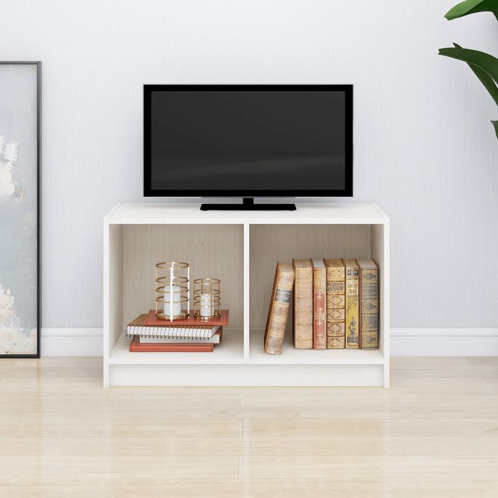 Maison exclusive - mueble de tv de madera maciza de pino blanco 70x33x42 cm