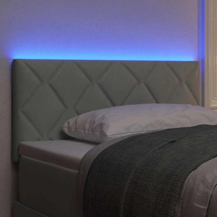 Cabecero cama - mueble cabecero led gris claro 90 cm terciopelo