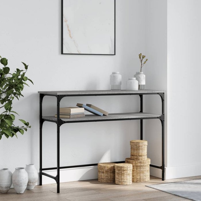 Mesa consola madera de ingeniería gris sonoma 100x35,5x75 cm
