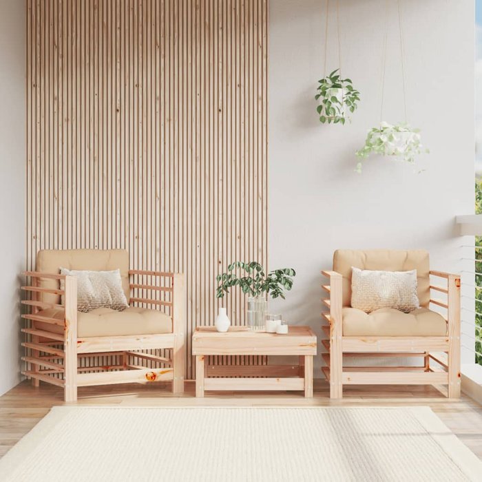 Vidaxl sillones de jardín 2 unidades madera maciza de pino