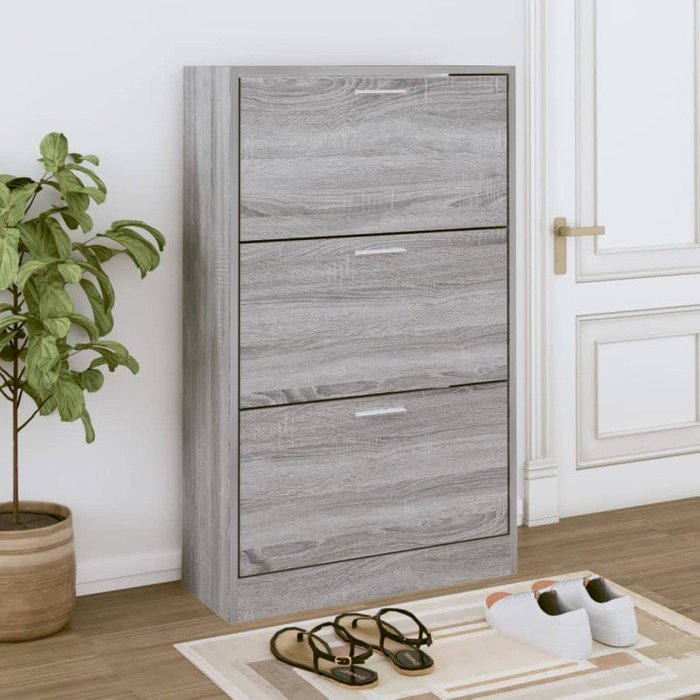 Vidaxl mueble zapatero madera contrachapada gris sonoma 63x24x103 cm