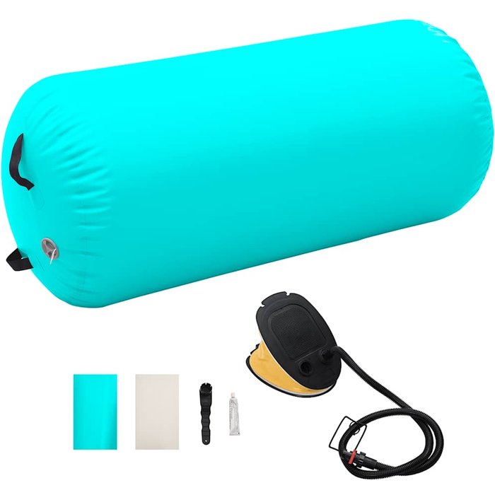 Rollo hinchable de gimnasia con bomba pvc verde 120x90 cm