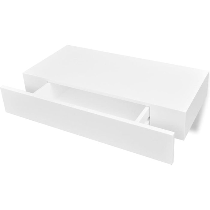 Estante flotante pared con 1 cajón mdf blanco para libros/dvd
