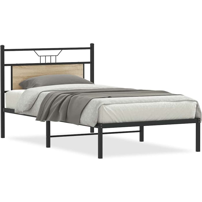 Estructura de cama sin colchón madera roble sonoma 100x190 cm — comfortxl
