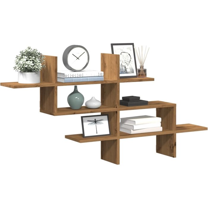 Estante de pared de roble hecho a mano 124,5x18x60,5 cm madera de ingeniería