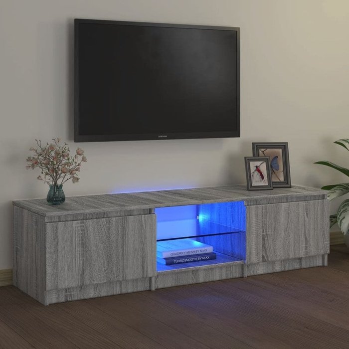 Vidaxl mueble para tv con luces led gris sonoma 140x40x35,5 cm