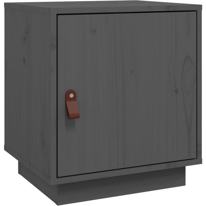 Mesita de noche gris 40x34x45 cm madera maciza de pino
