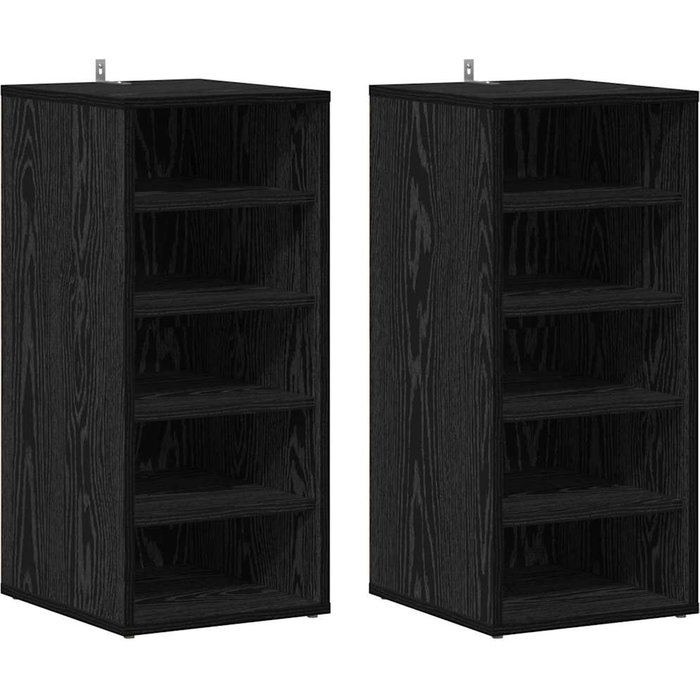 Zapatero 2 pcs roble negro 32 x 35 x 70 cm madera contrachapada - comfortxl