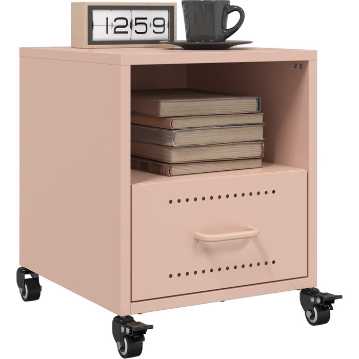 Mesitas de noche 2 unidades acero rosa 36x39x43,5 cm