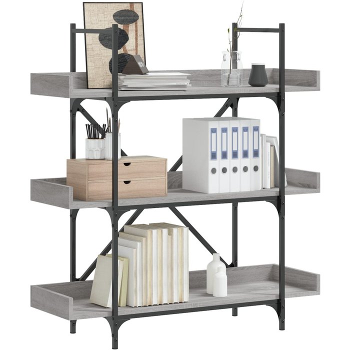 Vidaxl librería de 3 estantes madera gris sonoma 100x33x108,5 cm