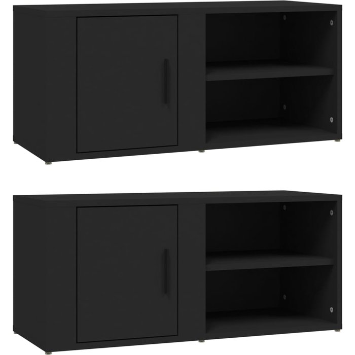 Mueble de tv 2 piezas de contrachapado negro 80x31,5x36 cm - comfortxl