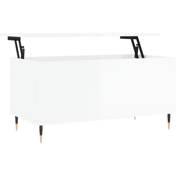 Mesa de centro madera contrachapada blanco brillo 90x44,5x45 cm - comfortxl