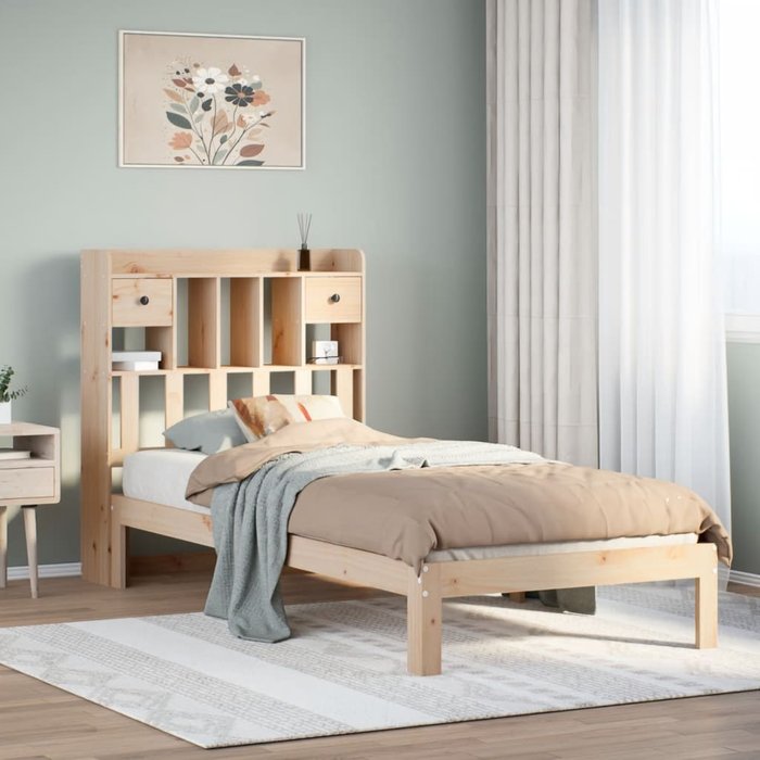 Cama con estantería sin colchón madera maciza de pino 75x190 cm vidaxl