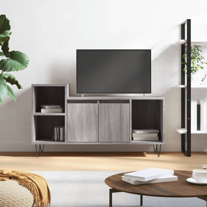 Mueble de tv sonoma, gris, 100x35x55 cm, madera de ingeniería