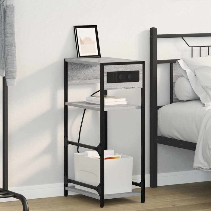 Maison exclusive - armario de noche gris sonoma 40 x 27 x 76 cm