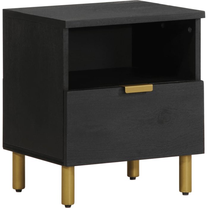 Mesita de noche negra 40x33x46 cm de madera contrachapada