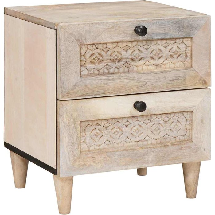 Vidaxl mesa de noche beige 40 x 33 x 46 cm madera maciza de mango