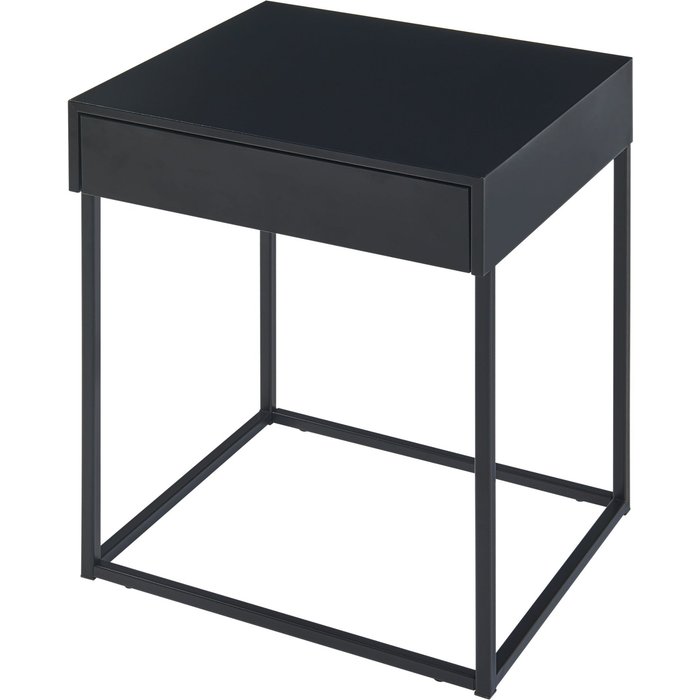 Mesa auxiliar con cajón acero 50 x 43 x 41 cm negro mate 03_0010947