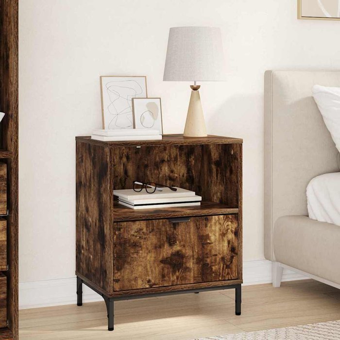 Maison exclusive - armario de noche con cajón roble ahumado 49 x 36 x 61 cm