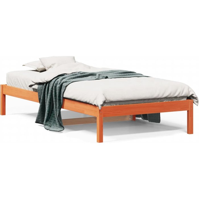 Sofá cama sin colchón madera maciza pino marrón cera 90x200 cm — comfortxl