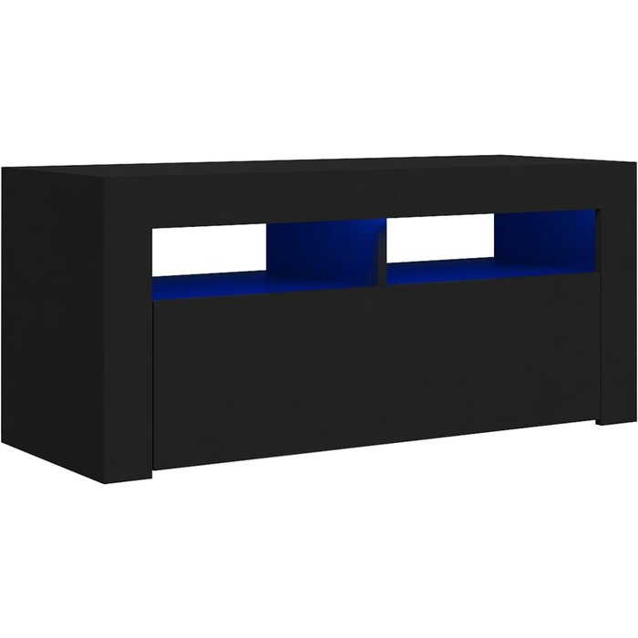 Mueble tv con luces led negro 90x35x40 cm