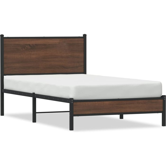Maison exclusive - estructura de cama sin colchón metal marrón roble 100x200 cm