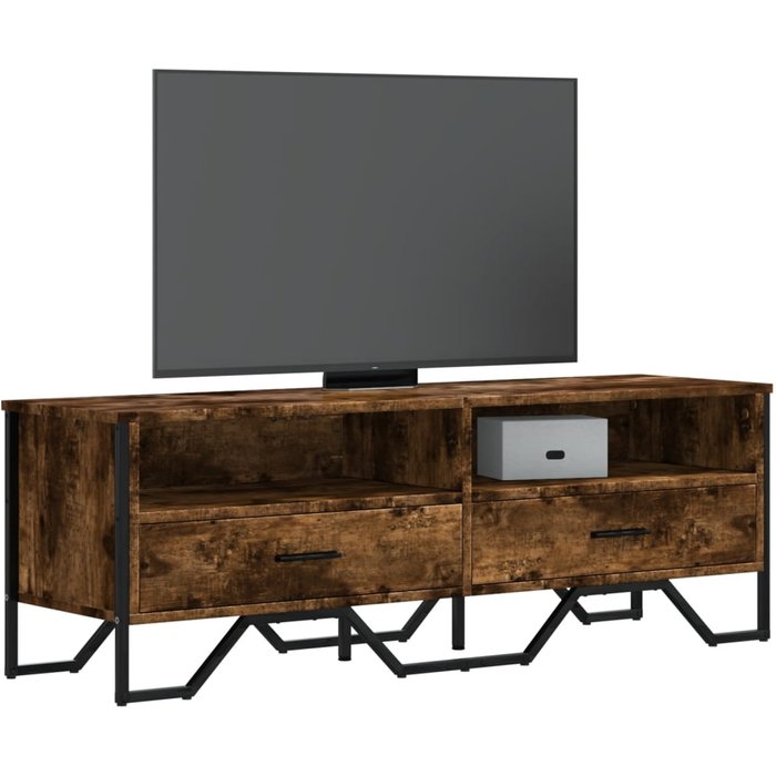 Mueble tv roble ahumado 122x34x41 cm madera contrachapada