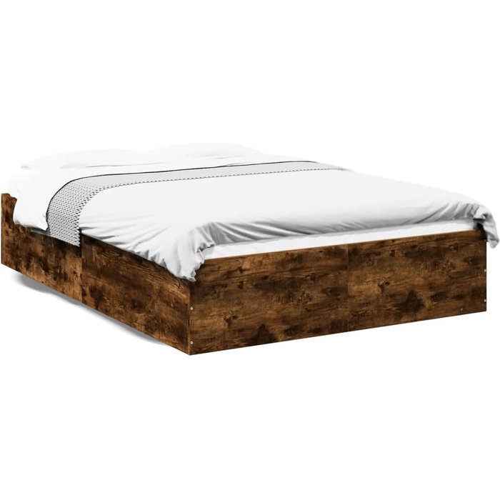 Vidaxl estructura de cama madera de ingeniería roble ahumado 120x190cm
