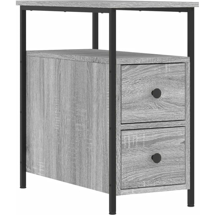 Mesita de noche gris sonoma 30x60x60 cm de madera contrachapada