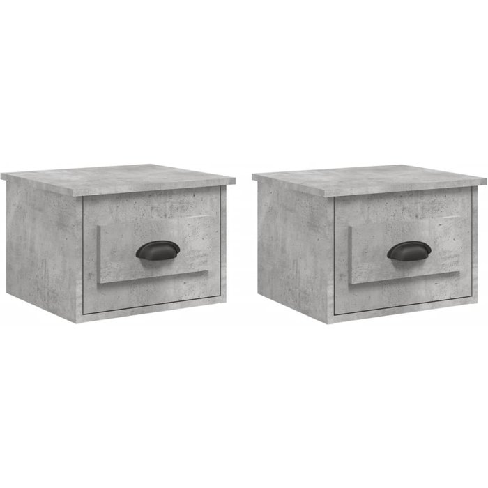Mesitas de noche de pared 2 piezas gris hormigón 41,5x36x28 cm