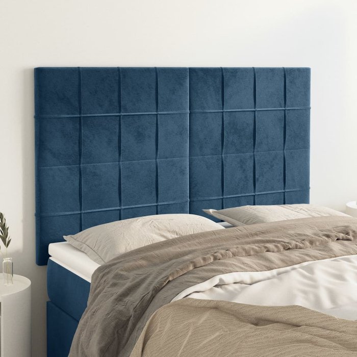 Cabeceros 4 uds azul oscuro 72x5x78/88 cm terciopelo