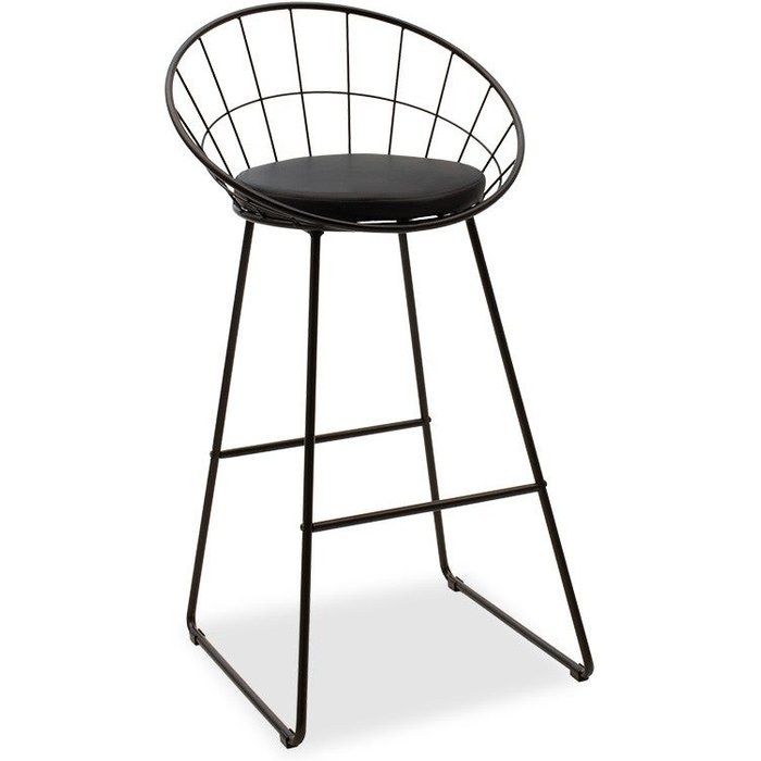 Taburete de bar de metal negro con cojín de pvc negro 96x 53x 46 cm