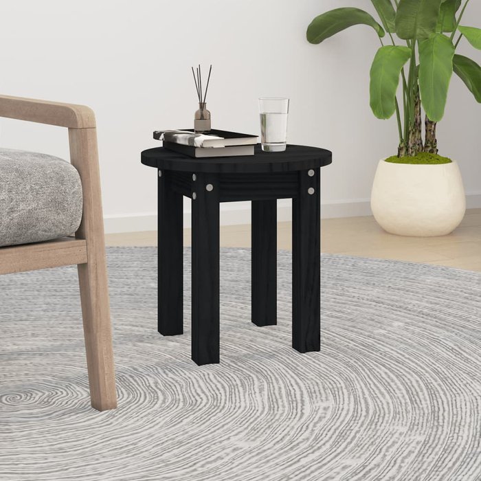 Maison exclusive - mesa de centro de madera maciza de pino negro ø35x35 cm